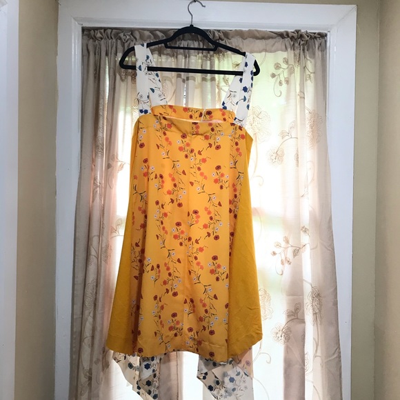 NWT Zara Asymmetrical Yellow Floral Dress Size L - Picture 9 of 11
